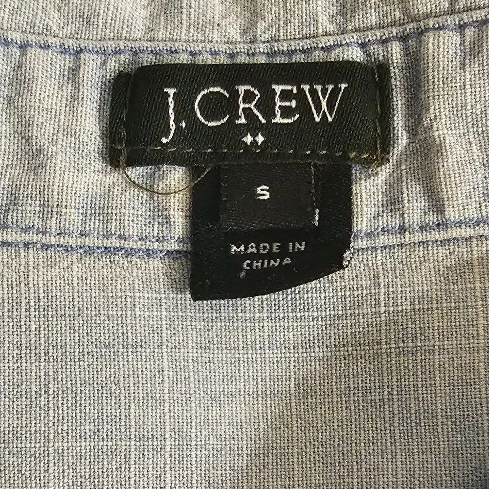 J. Crew Half Button Chambray Top Sz S